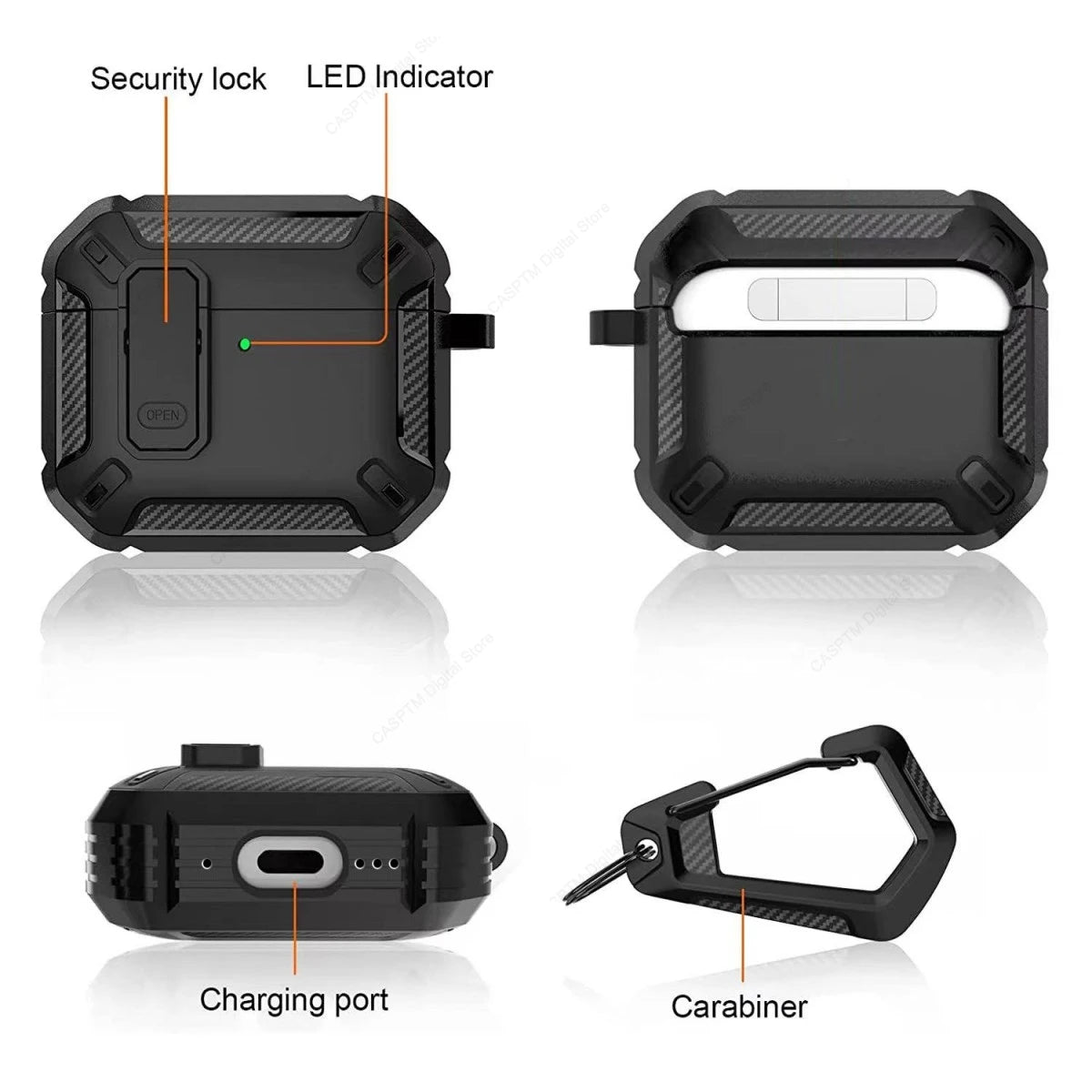 Security Lock Case For AirPods 4 4th Gen Cover TPU PC Protective Cases For Apple AirPods 4 Fundas Earphone Accessories With Hook