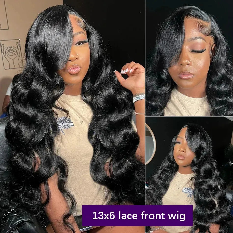 46 Inch Long Body Wave 13x6 HD Transparent Lace Frontal Wigs Brazilian Human Hair 200 Density Pre Plucked With Baby Hair Wigs