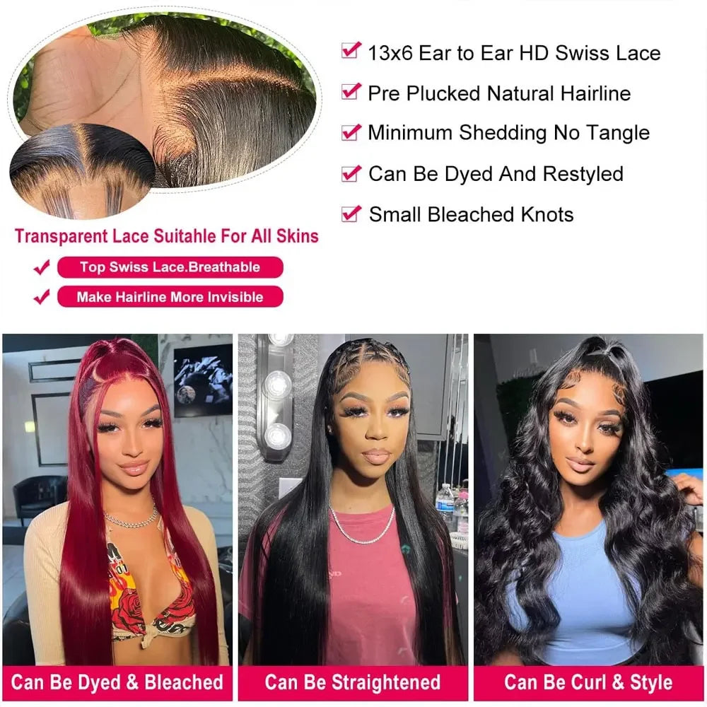 30 40 Inch Straight Human Hair Wigs 13x6 HD Lace Frontal Wigs Brazilian Bone Straight Lace Frontal Human Hair Wigs For Women
