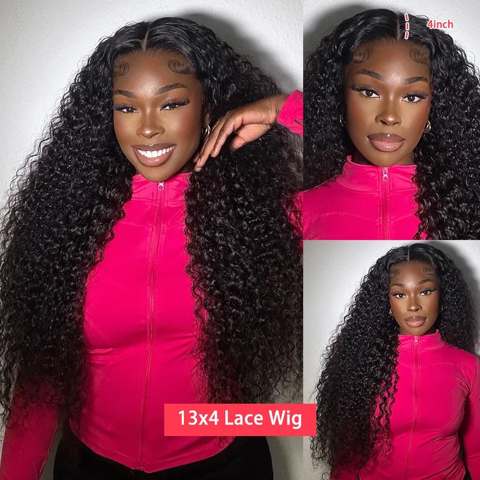 250 Density 100% Human Hair 13x6 Deep Wave HD Lace Frontal Wigs 13x4 Curly 5x5 Glueless Lace Front Wig 30 40 Inch Closure Black
