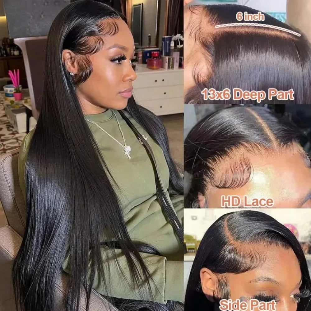 Bone Straight HD Lace Front Wig – 250% Density Brazilian Human Hair (13x4 & 13x6) Pre Plucked Baby Hair