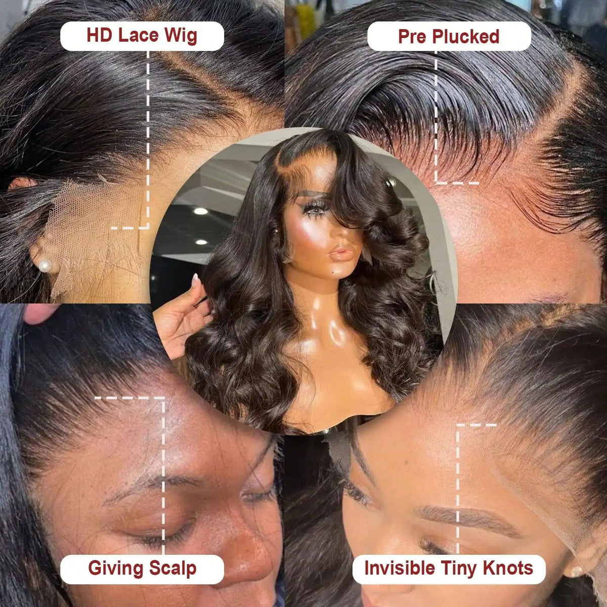 Nature Black Lace Front Wigs Human Hair 13x4 HD Transparent Body Wave Lace Front Wigs Human Hair Pre Plucked