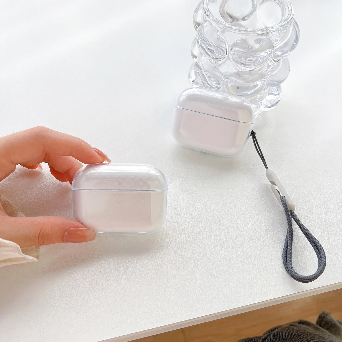 Clear Soft TPU Earphone Case for Airpods 4 3 2 1 Pro Pro2 Pro 3 Shockproof with Lanyard Strap for Airpods 4 Charging Case Cover
