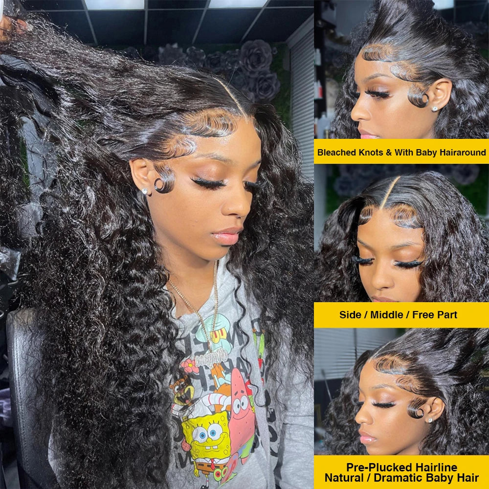 Deep Wave HD Lace Front Wig – 180% & 200% Density Brazilian Human Hair (13x4 & 13x6) 16–36 Inch