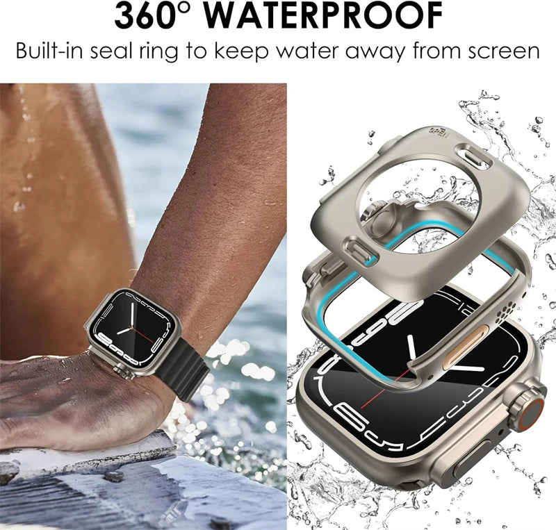 Change To Ultra Glass Screen Protector + Case for Apple Watch 11 10 9 8 7 45mm 41mm 44mm 40mm IWatch S10 42mm 46mm PC Hard Cover