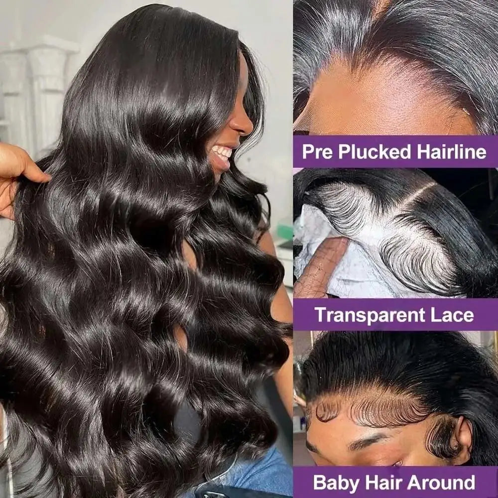 13x413x6 HD Body Wave Lace Front Human Hair Wigs Pre Plucked Remy 40 42 Inch 5x5 Glueless Wet And Wavy Lace Frontal Wigs