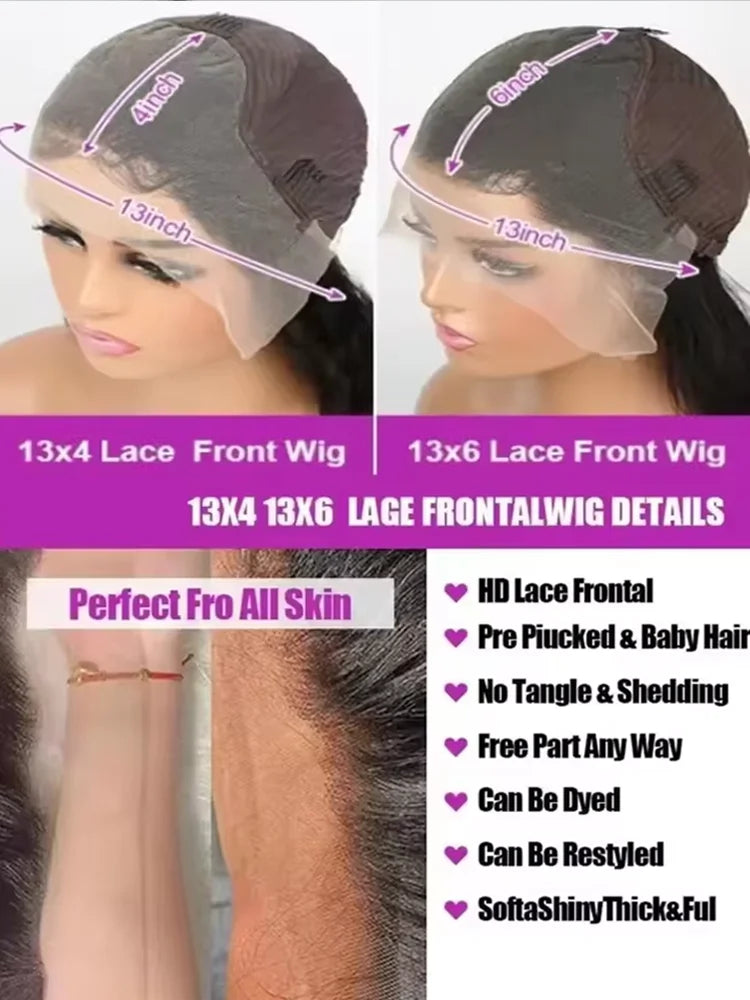 42 Inch 250 Density Bone Straight Lace Frontal Wig Human Hair Wig 13x6 Hd Transparent Lace Frontal Wig For Women Ready To Wear