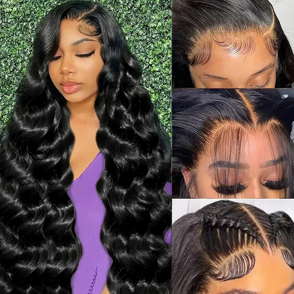 46 Inch Long Body Wave 13x6 HD Transparent Lace Frontal Wigs Brazilian Human Hair 200 Density Pre Plucked With Baby Hair Wigs
