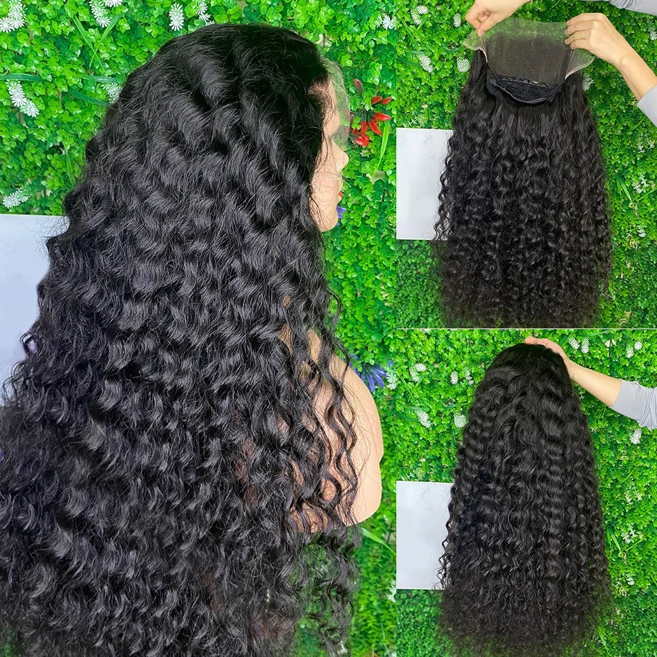 250 Density 100% Human Hair 13x6 Deep Wave HD Lace Frontal Wigs 13x4 Curly 5x5 Glueless Lace Front Wig 30 40 Inch Closure Black