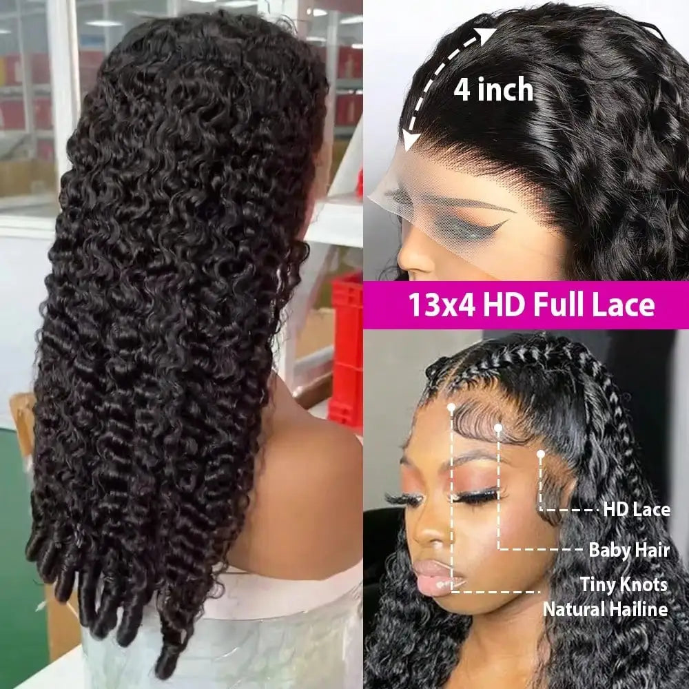 30 Inches Burmese Curly Virgin Hair Wig 13x4 Invisible HD Transparent Lace Front Pre Plucked Natural Hairline For Women