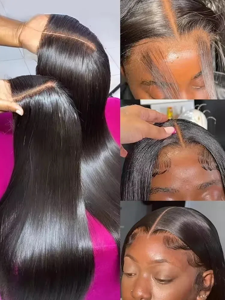 42 Inch 250 Density Bone Straight Lace Frontal Wig Human Hair Wig 13x6 Hd Transparent Lace Frontal Wig For Women Ready To Wear
