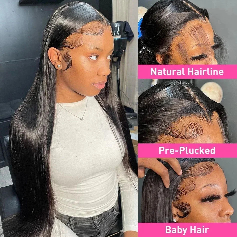 200% Real Density Bone Straight Hd Transparent 13x6 Pre Plucked Lace Frontal Wig 13x4 360 Hd Lace Front ≥98% Human Hair Wigs