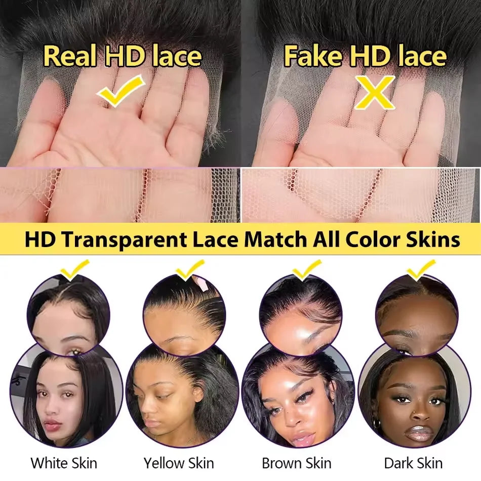 46 Inch Long Body Wave 13x6 HD Transparent Lace Frontal Wigs Brazilian Human Hair 200 Density Pre Plucked With Baby Hair Wigs