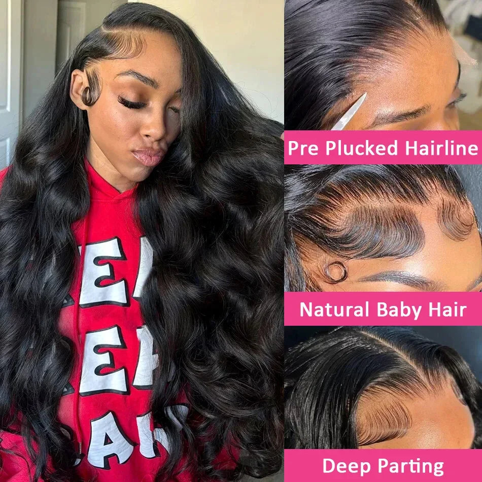 42 44 Inch 13x4 13x6 HD Transparent Body Wave Lace Frontal Wigs For Women 200 Density Preplucked 5x5 Closure Lace Wig Human Hair