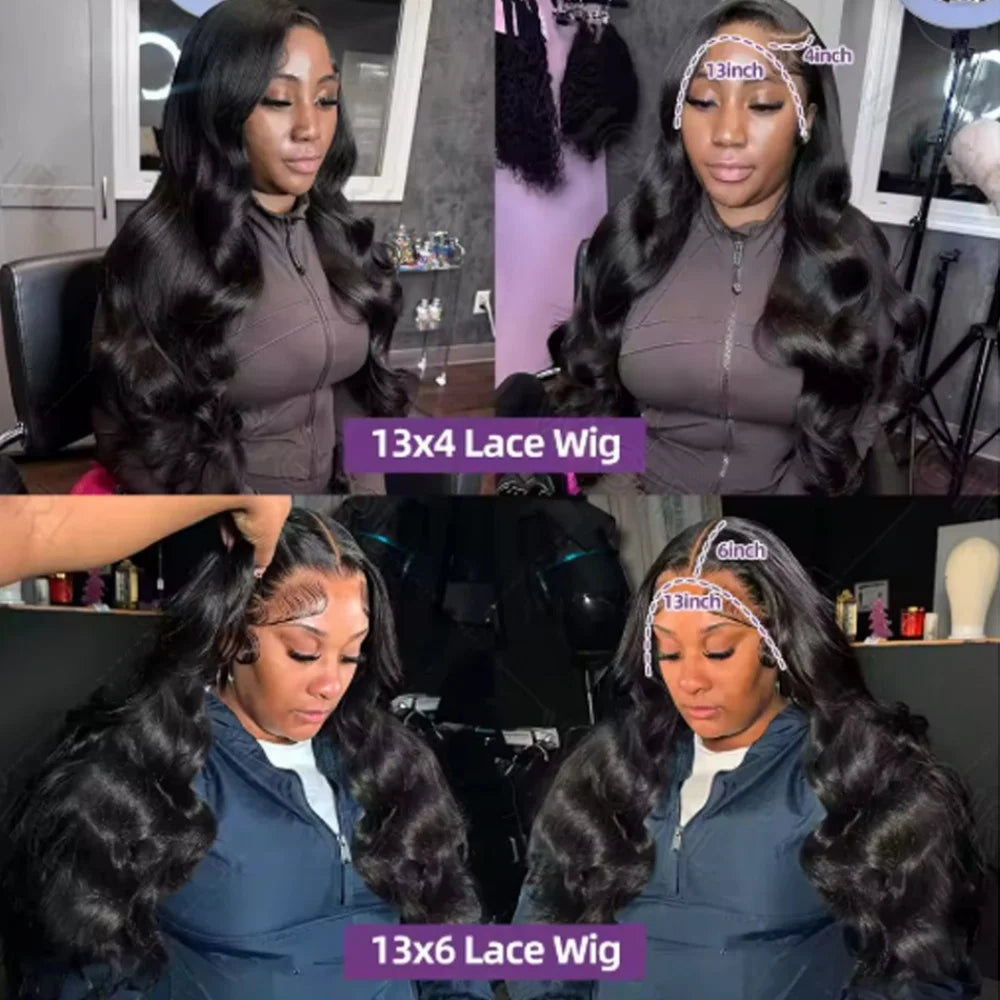 13x6 Body Wave Lace Frontal Wig Human Hair Pre Plucked Glueless 13X4 Brazilian Body Wave HD Transparent Lace Wigs For Women