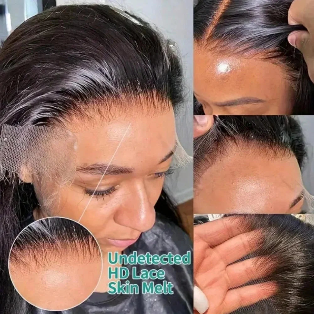 250% Brazilian Straight Human Hair Wigs 13x4 13x6 HD Transparent Lace Front Wigs Pre Plucked Baby Hair Natural Hairline Wigs For Black Women