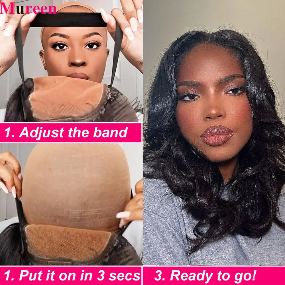 250% Density Bob Wig Body Wave Wear And Go Glueless Wigs For Women Ready To Wear 100% Human Hair Wigs Pre Plucked Lace Wig